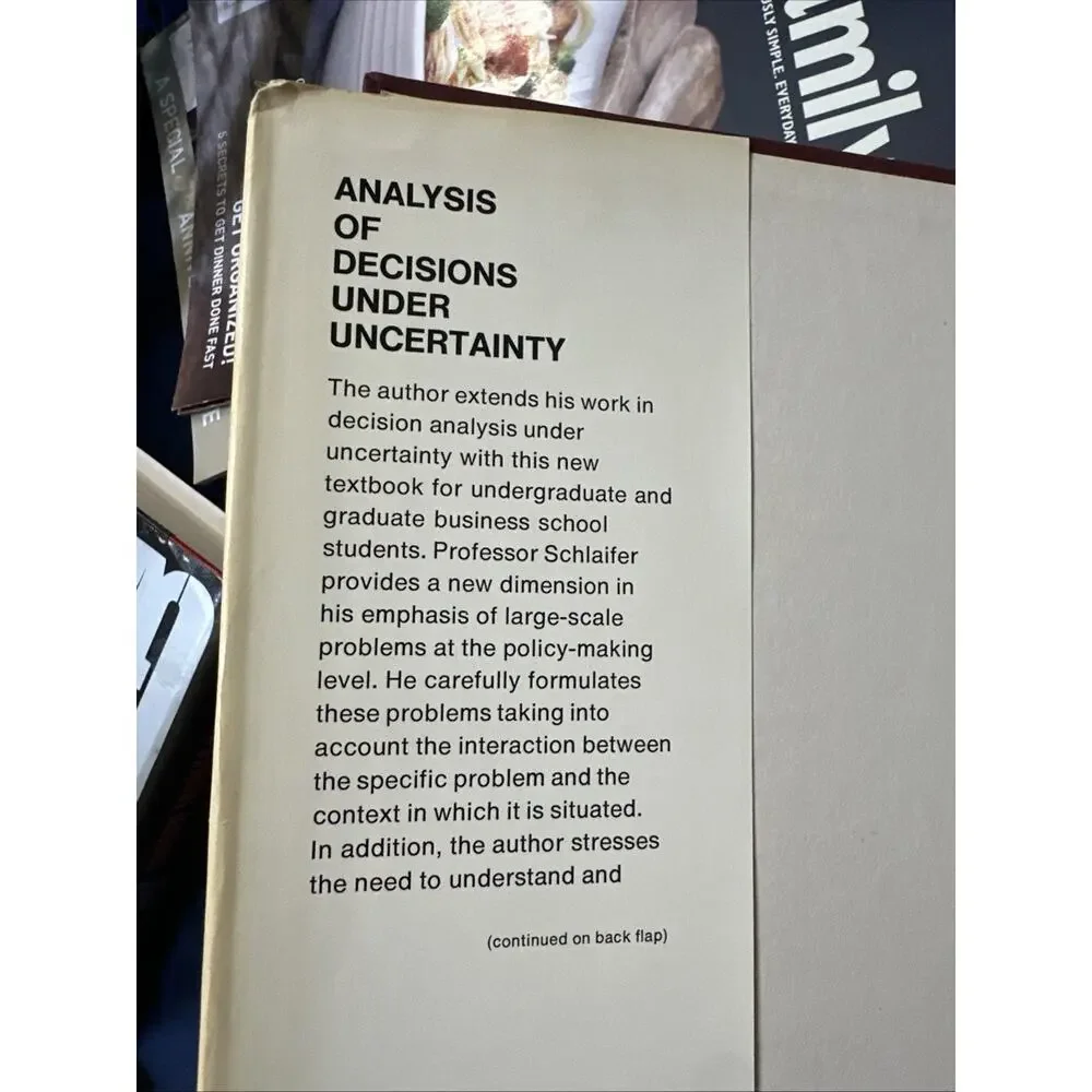 Robert Schlaifer ANALYSIS OF DECISIONS UNDER UNCERTAINTY 1st Edition‎ 1st Printi